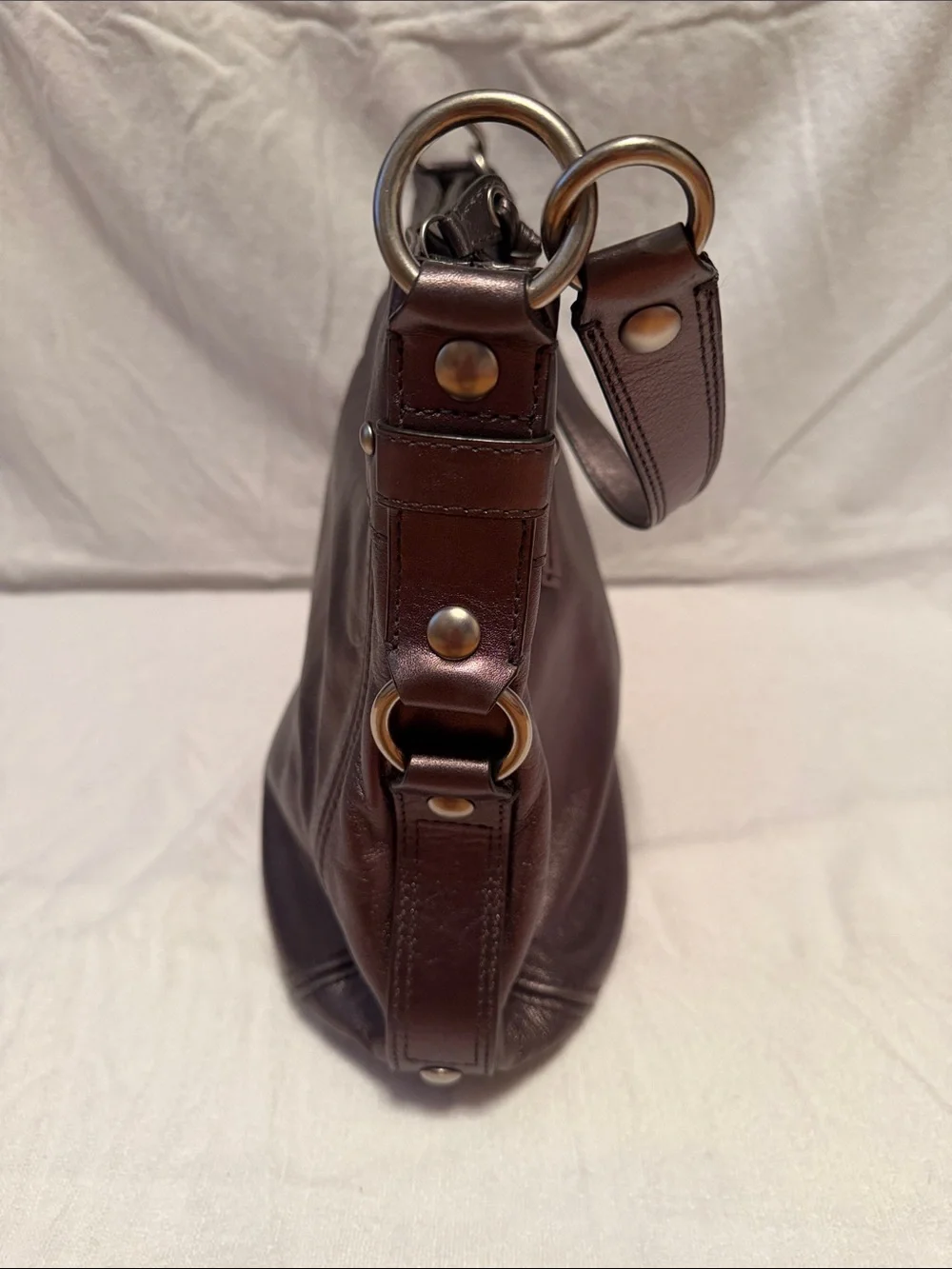 Coach Leather Shoulder Bag in Rich Pewter Tone w/ Silver Hardware